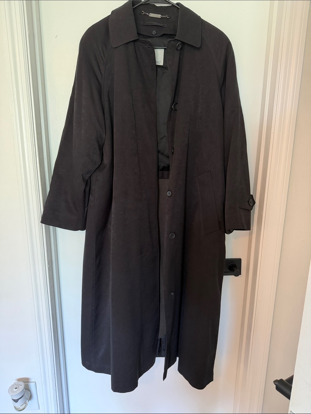 Vintage 90s London Fog Black Minimalist Car Coat Overcoat with Liner Size 8 PET